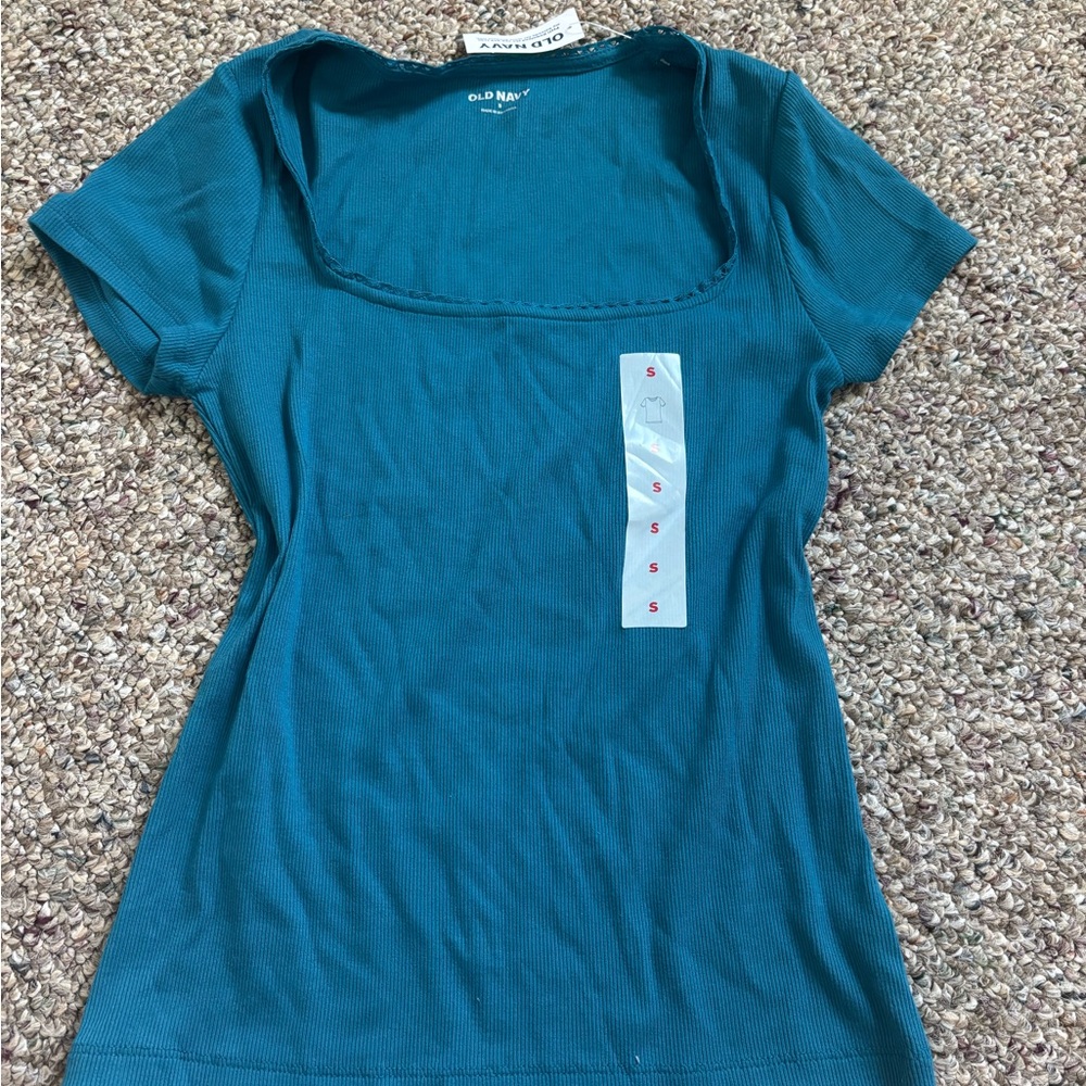 Old Navy Green and Blue Fitted Short Sleeve T-Shirt